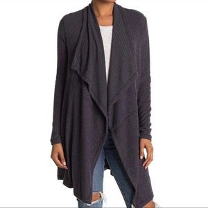 Soft dark grey flowy cardigan sweater